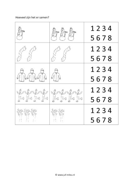Winter - 20 Rekenwerkbladen - Afbeelding 3