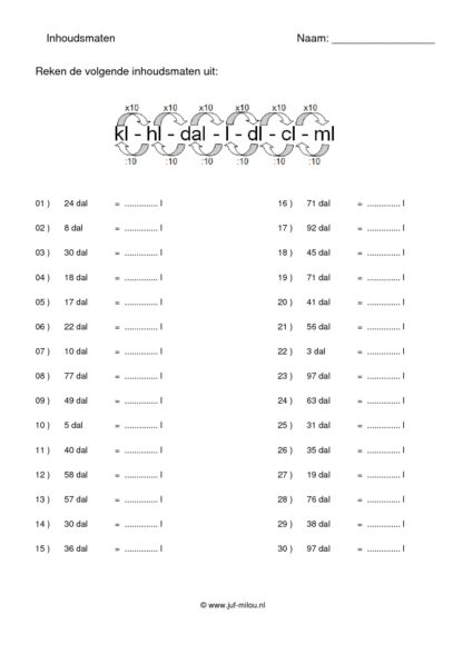 Inhoudsmaten alles van kl t/m ml - Afbeelding 5