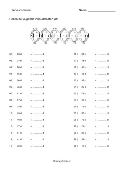 Inhoudsmaten alles van ml t/m kl - Afbeelding 4