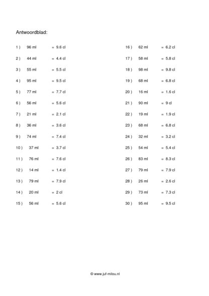 Inhoudsmaten alles van ml t/m kl - Afbeelding 5
