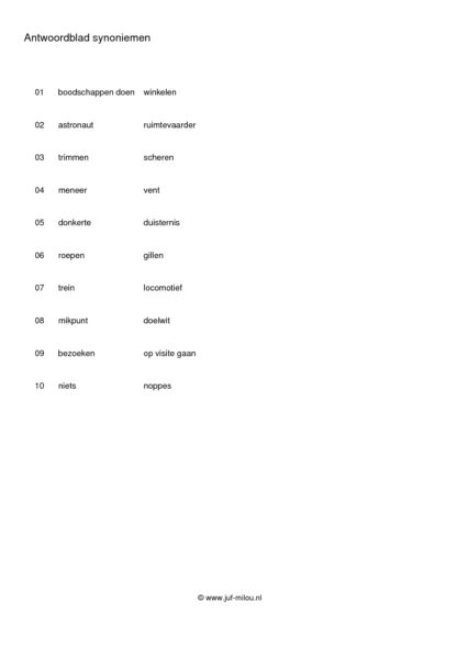 Synoniemen niveau 1 - Afbeelding 6