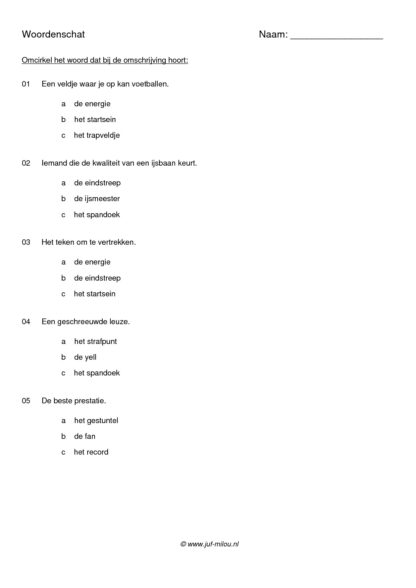 Woordenschat sport - Afbeelding 5