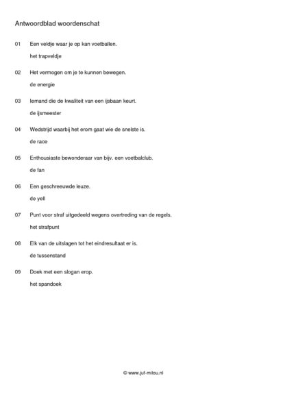 Woordenschat sport - Afbeelding 2