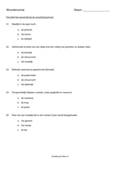 Woordenschat voeding - Afbeelding 5