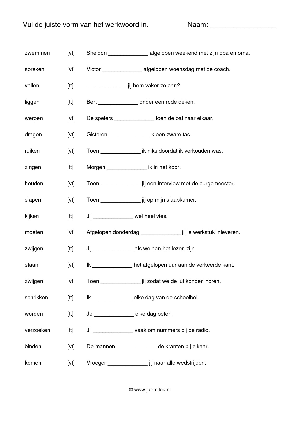 Werkwoordspelling tt-vt sw ik-jij-hij-wij - Afbeelding 3