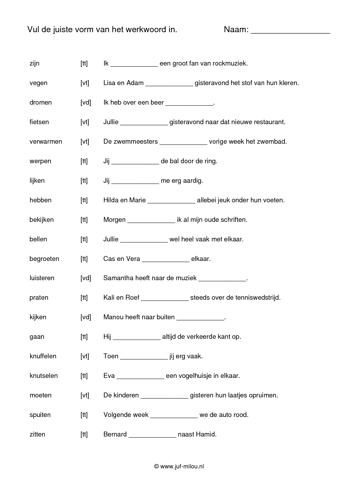 Werkwoordspelling tt-vt sw-zw ik-jij-hij-wij-vd - Afbeelding 3