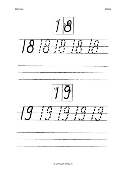 Schrijven - cijfers 0 tm 19 - Afbeelding 2