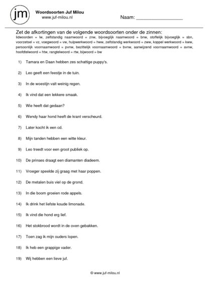 Woordsoorten - lw, bnw, sbnw, znw, vz, vw, avnw, bnvw, pvnw, bw, htw, rtw, hww, kww en zww - Afbeelding 3