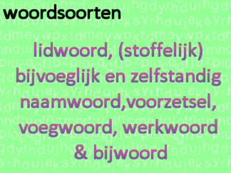 Woordsoorten - lw, bnw, sbnw, znw, vz, vw, ww en bw