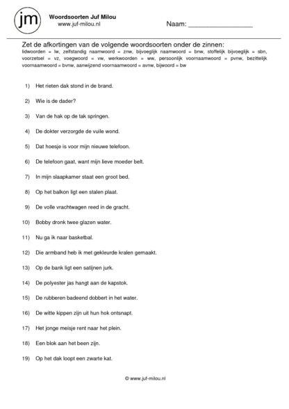 Woordsoorten - lw, bnw, sbnw, znw, vz, vw, avnw, bnvw, pvnw, ww en bw - Afbeelding 2