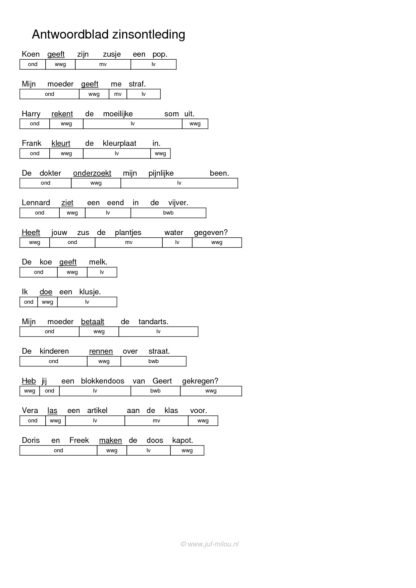 Zinsontleding - pv, wwg, ond, lv, mv, bwb - Afbeelding 2