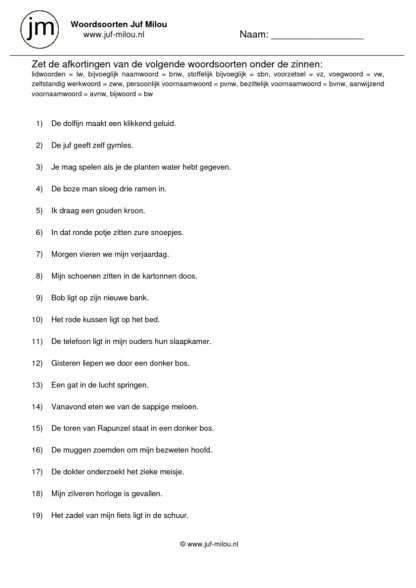 Woordsoorten - lw, bnw, sbnw, znw, vz, vw, avnw, bnvw, pvnw, ww en bw - Afbeelding 3