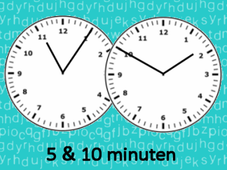 Klokkijken vijf en tien minuten analoog naar geschreven en geschreven naar analoog