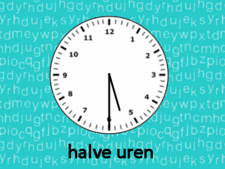 Klokkijken halve uren geschreven naar analoog en analoog naar geschreven