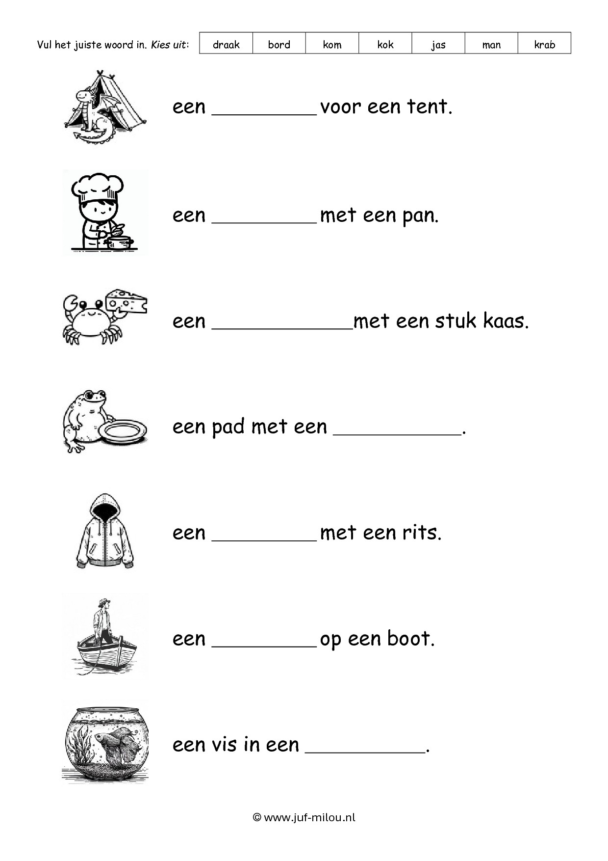 Leren Lezen Woord Opschrijven Over Plaatje Juf Milou Webshop