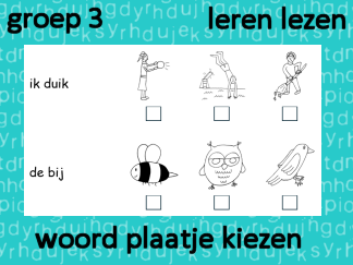 Leren lezen - plaatje, woord, kiezen